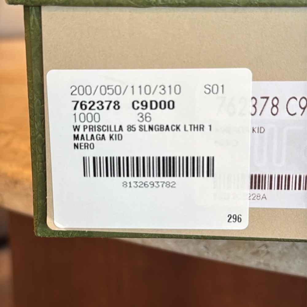 NEW GUCCI Priscilla 85 Black Leather Slingback Pump w Matte Gold Heel size 36 - Picture 11 of 11